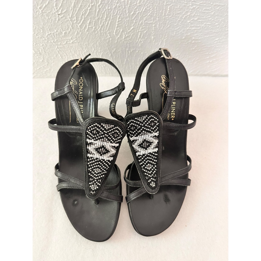 Donald J Pliner Leather Beaded Top Heeled Sandals, 7m